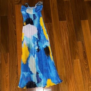 Vibrant Blue and Yellow Maxi Dress